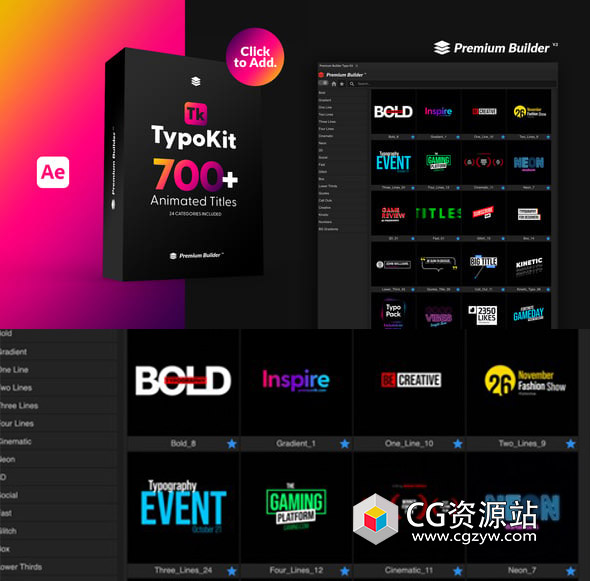 AE脚本-700+时尚动态文字标题动画预设 Typo Kit | Animated Titles