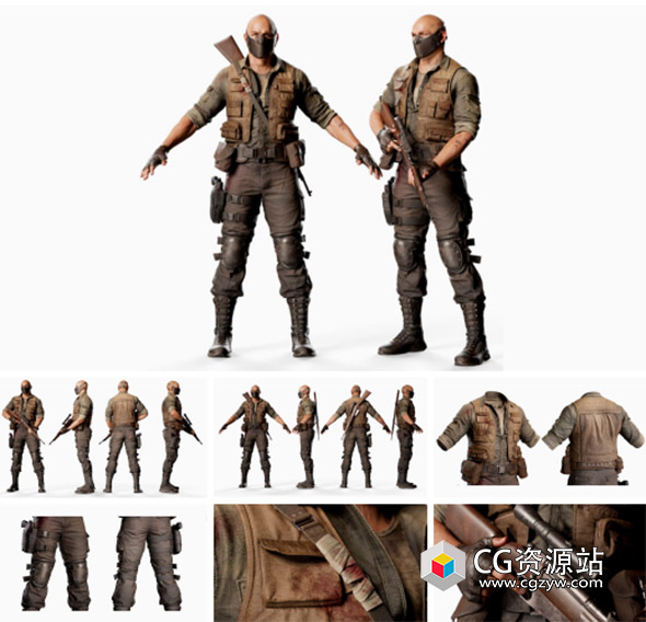 ZBrush/Blender游戏人物角色3D模型 Bad Guy Game Character-图片1