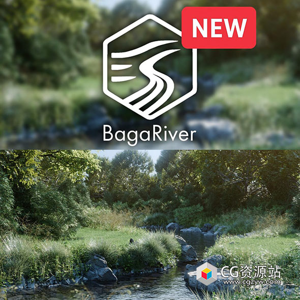 Blender自然环境资产河流植物绘制预设 Baga River Generator V2.2+中文字幕教程-图片1