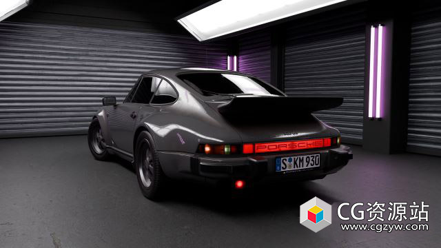 Blender汽车室内渲染场景资产预设 Neon Garage – Automotive Render Environment