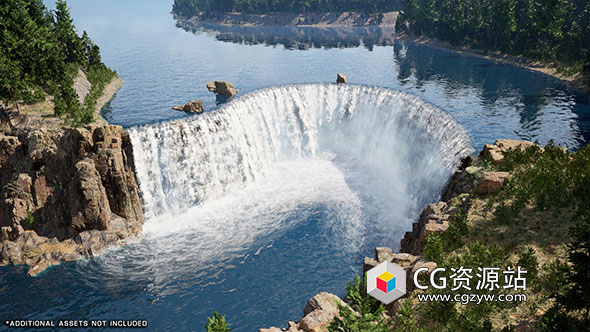 Unreal关卡中创建逼真瀑布工具 Waterfall Tool 2_(5.2, 5.3, 5.4，5.6)