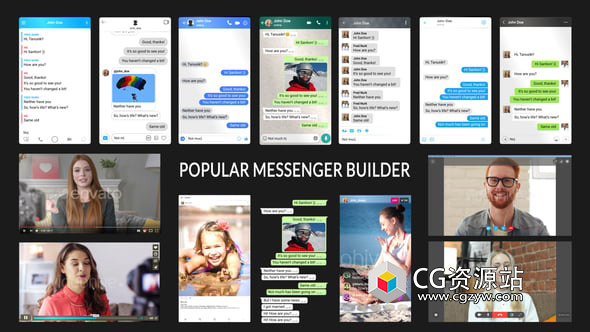 AE模板-消息对话框气泡动画 Popular Messenger Builder v3.0