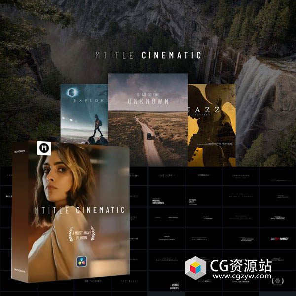 达芬奇插件-50组4K大气视频电影风格文字标题字幕预设 mTitle Cinematic-图片1