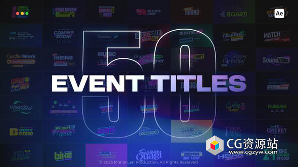 AE+PR模板-50组响应式设计流行音乐宣传文字标题排版动画 Event Titles