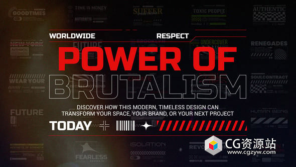 AE+PR模板-40组时尚创意动态文字标题排版动画 Brutalism Titles