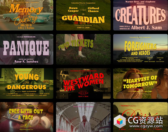 AE+PR+PS模板-30组4K复古电影片名文字标题动画包 Animated Vintage Movie Titles