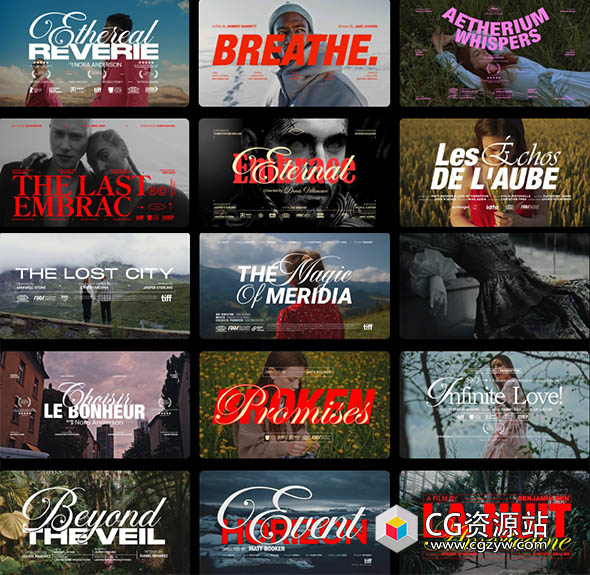 AE+PR+PS模板-40组4K电影纪录片片头文字标题动画包 Title Cards Animated Package