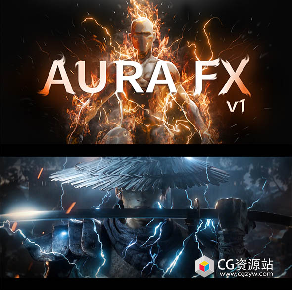 Blender预设-14组能量闪电光环火焰特效资产预设 Realtime Aura Fx Pack V1-图片1