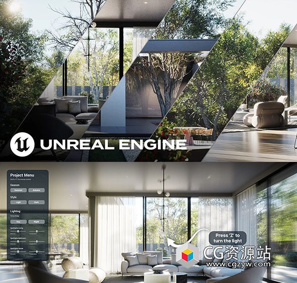 Unreal虚幻引擎逼真建筑可视化室内外场景制作UE5视频教程+中英文字幕