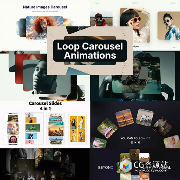 AE模板-横竖屏照片轮播照片相册幻灯片展示动画6套