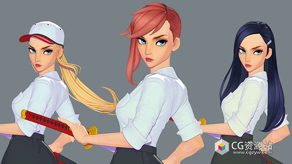 ZBrush制作风格化角色人物头发发型视频教程+中英文字幕