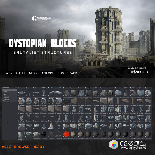 Blender未来科幻反乌托邦风格城市景观建筑楼房3D模型资产预设-图片1