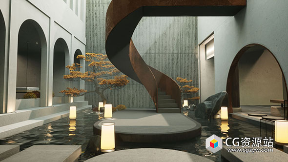 Unreal建筑可视化茶室四季Tea house – four seasons UE5.0 – 5.4