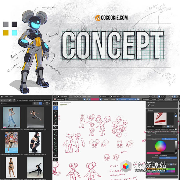 Blender蜡笔概念艺术角色绘制基础教程+中英文字幕-图片1