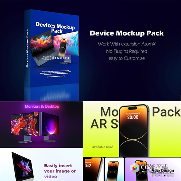 AE脚本-苹果安卓手机笔记本台式电脑手势APP展示动画预设