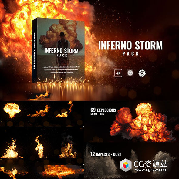 AE脚本-296组火焰爆炸燃烧烟雾粒子枪焰特效合成预设 Inferno Storm Pack V1-图片1