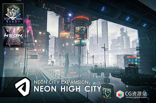 Unity科幻霓虹城市建筑街道资产SciFi Neon High City v1.0