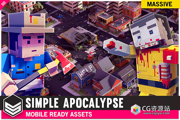 Unity卡通低多边形资产僵尸游戏场景模型 Simple Apocalypse – Cartoon Assets v1,2.6