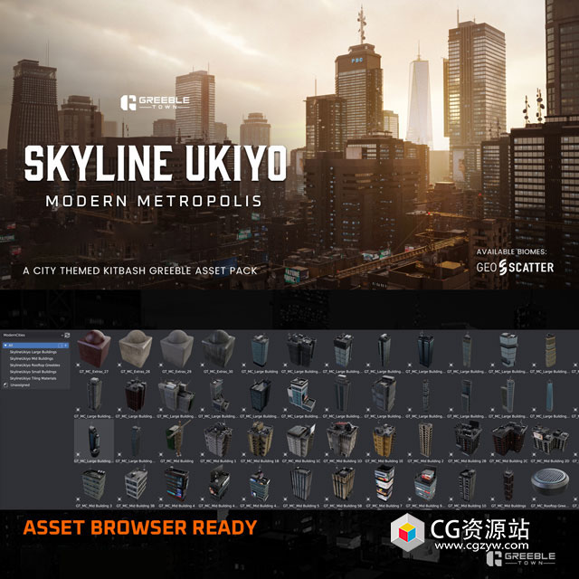 Blender现代大都市城市楼房建筑高楼大厦3D模型资产预设-图片1