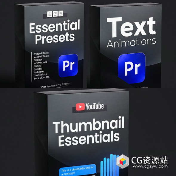 PR预设-300多个标题字幕动画缩放摇晃震动视频剪辑特效转场过渡包 Sk Tadas – Creator Essentials-图片1