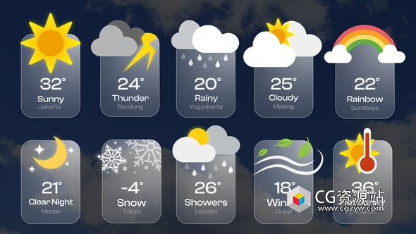 AE模板-天气预告动画 Weather Forecast