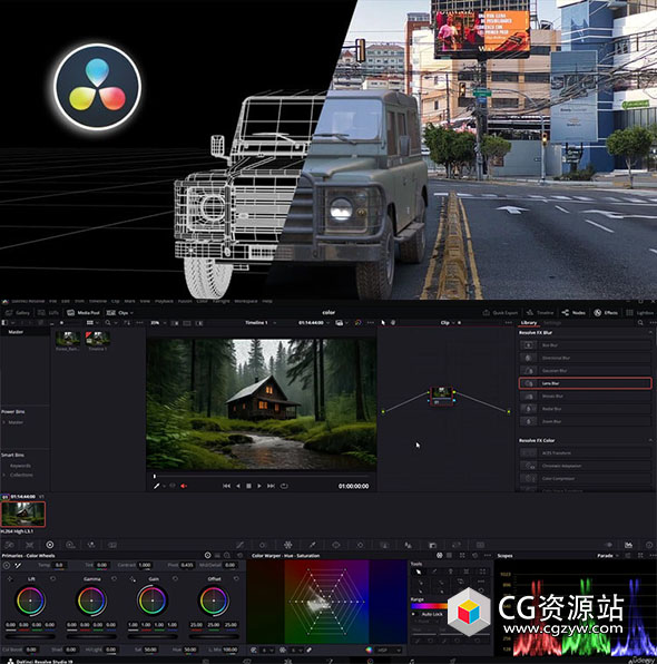 达芬奇20完整训练营视频剪辑动态图形文字调色Fusion 3D动画特效大师课程+中文字幕