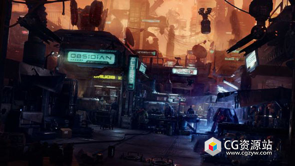 赛博朋克黑市交易场景建筑3D模型Blender资产 Black Market