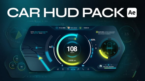 AE模板-科技感汽车UI界面HUD动画 Car HUD Cluster