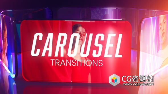 达芬奇模板-动感玻璃美学轮播转场模板 Carousel Transitions