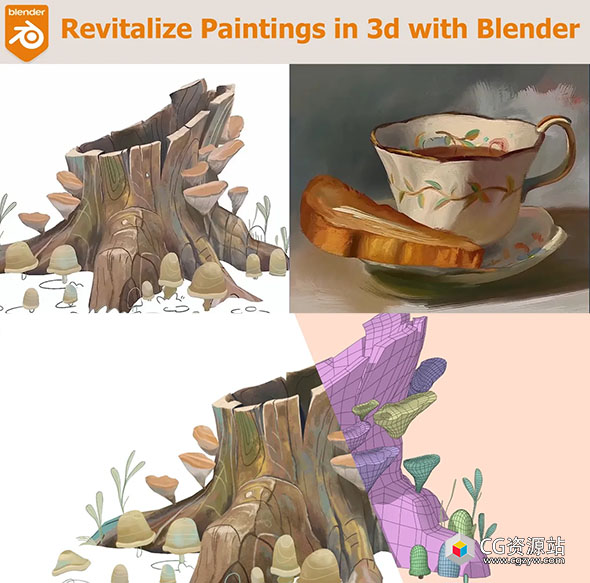 中英文字幕-Blender三维绘画二转三数字纹理绘画视频教程
