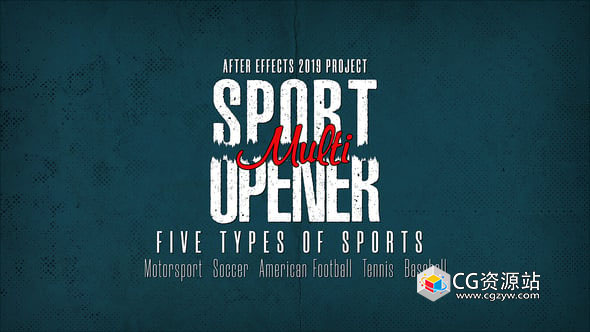 AE模板-多功能复古体育运动开场片头Multi Sport Opener+背景音乐