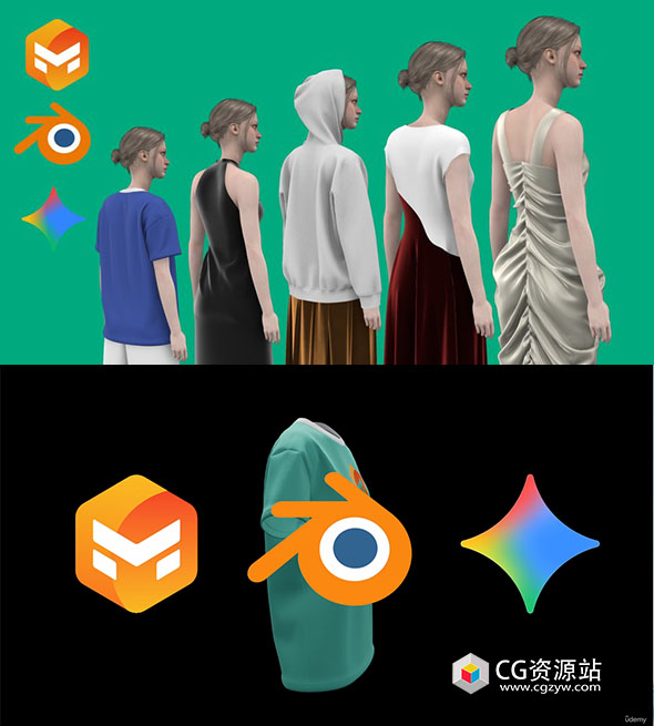 MD+Blende+AI创建3D服装高质量渲染工作流程教程+中文字幕