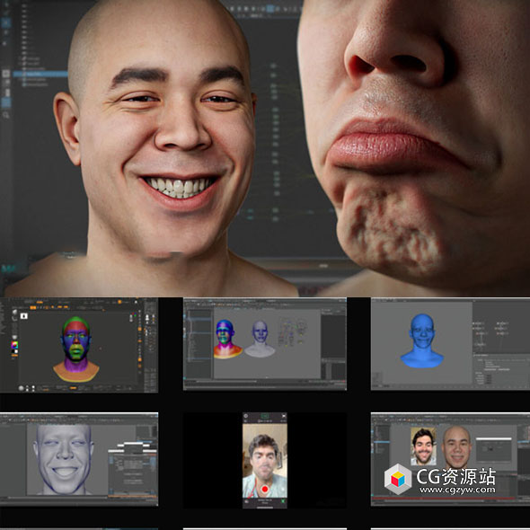 ZBrush+Maya高级面部数据捕捉形状混合绑定教程+中英文字幕 Advanced Facial Blendshape Networks