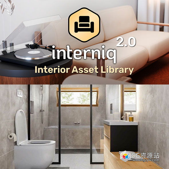 Blender 450+组室内家具装饰品3D模型资产预设插件 Interniq V2-图片1