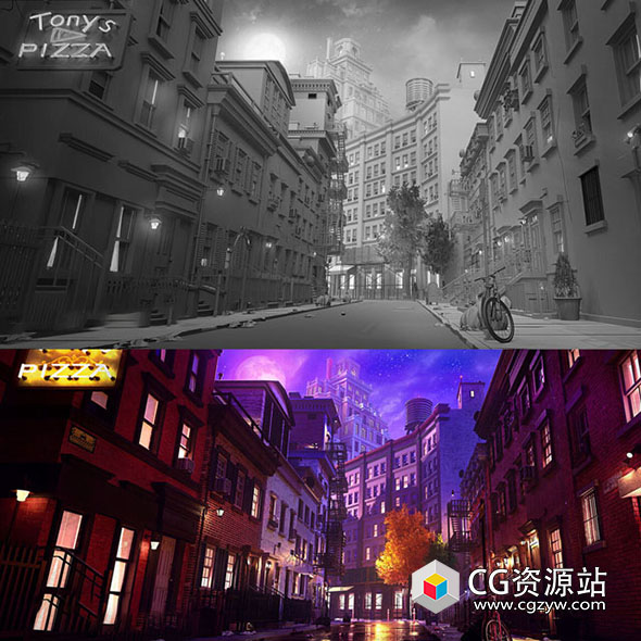 中英文字幕-Maya+PS+Arnold城市景观设计场景建模贴图灯光渲染教程 Cityscape Set Design Volume 1 & 2