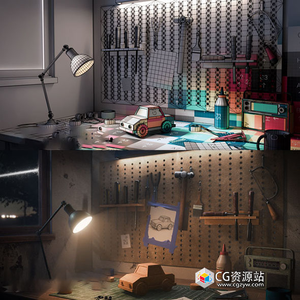 中英文字幕-三维游戏美术场景建模展UV贴图材质灯光渲染基础Blender+SP教程-图片1