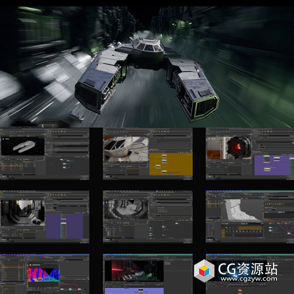中英文字幕+Houdini+Nuke科幻飞船场景灯光渲染合成教程