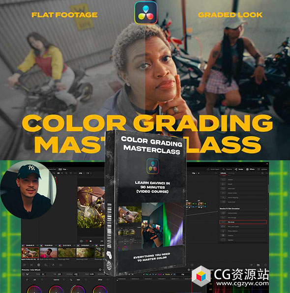 Vincent Color Film达芬奇调色大师班教程+PowerGrade节点+中英文字幕 Color Grading Masterclass-图片1