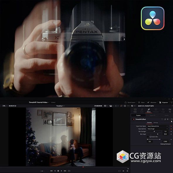 达芬奇节点-影视广告短片视频拖影重影帧位移插件+中文字幕教程 Timeshift Effect PowerGrade DaVinci Resolve-图片1