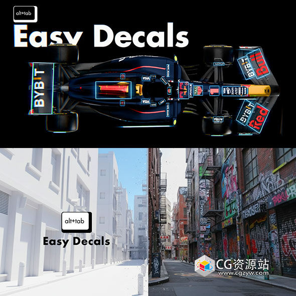 Blender快速简易贴花投射插件 Alt Tab Easy Decals V1.0.0+中文字幕教程-图片1