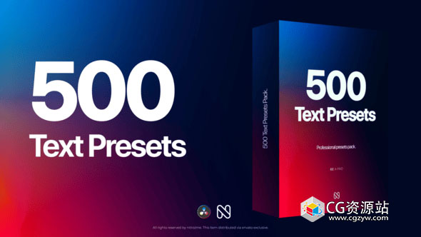 达芬奇预设-500组文字标题弹跳旋转出入动画效果动画预设 Text Presets for DaVinci Resolve