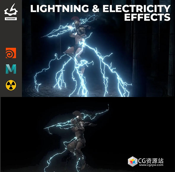Houdini+Maya+Nuke电流闪电特效合成工作流程教程+中文字幕 Lightning & Electricity Effects